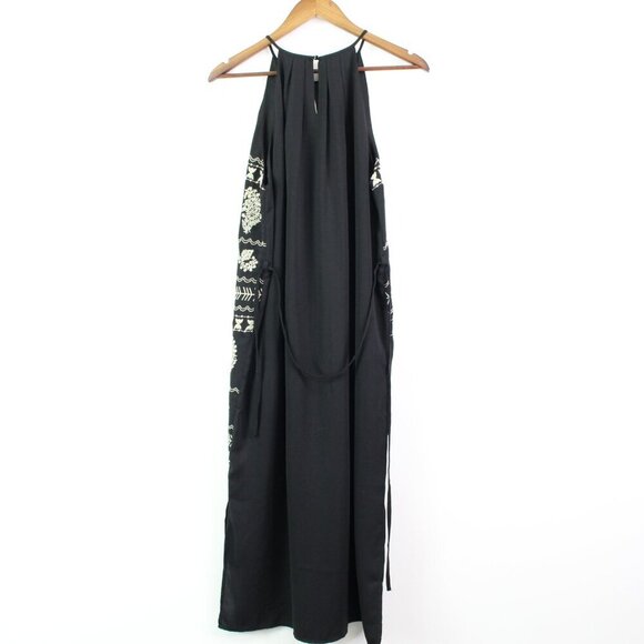 THML Embroidered High Neck Maxi Dress Black Size M - Picture 7 of 10
